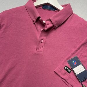 NWT Extracurricular Polo shirt Banker Mens Violet Button Down Short Sleeve Large